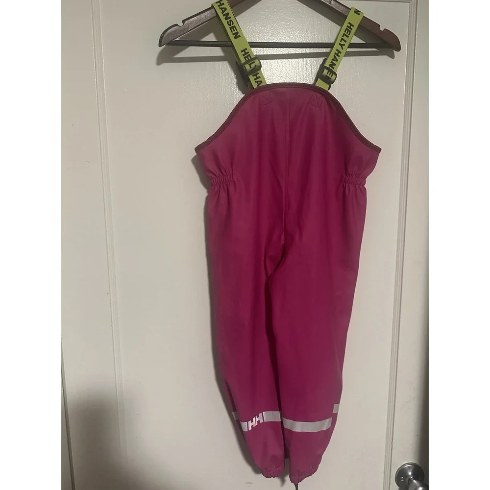 HELLY HANSEN Pink Bib Pants Yellow Straps Top Youth Size 104/4 Girls